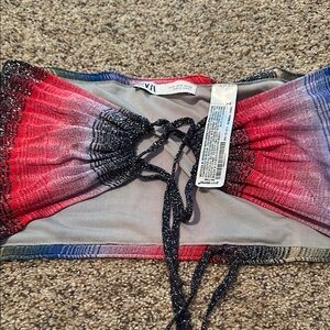 Colorful Lace-Up Crop Top small Zara